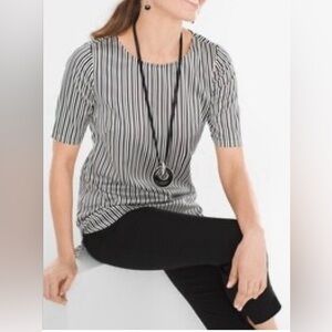 Chico’s Black Label Striped Silk Top